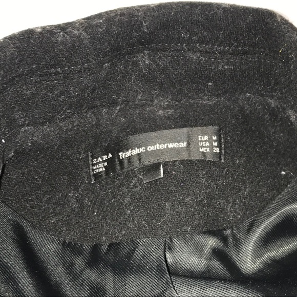 Zara Black Classic Wool Buttoned Long Trench Coat - Picture 15 of 16